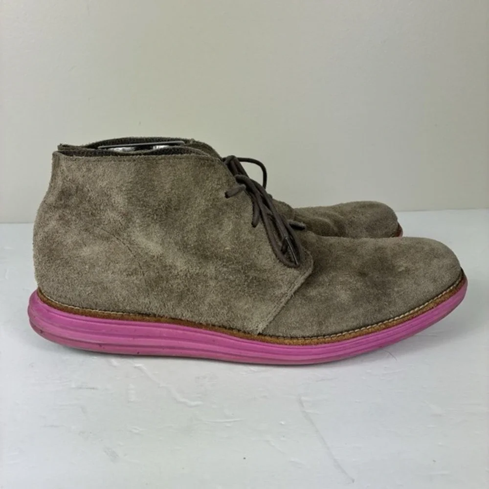 Cole Haan Men's Oxford Loafers sz 11 Suede Leather Lace Up Pewter Gray work wear